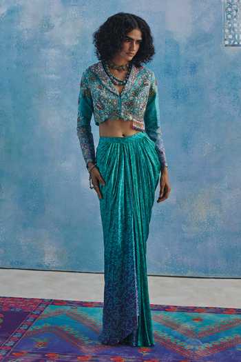Show Shaa Nazrana Draped Skirt & Jacket Set 