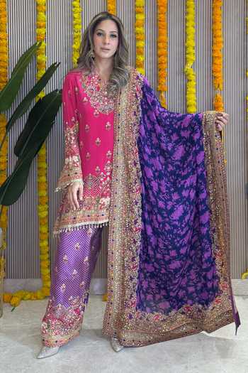 Surkh Syahi Rooh Embellished Kurta Farshi Salwar Set
