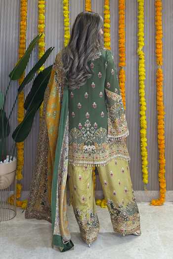 Surkh Syahi Rooh Embellished Crepe Kurta Farshi Salwar Set 