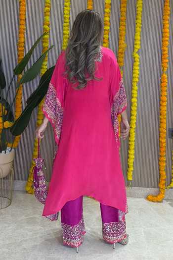 Surkh Syahi Salma Sitara Raspberry Kaftan Set 