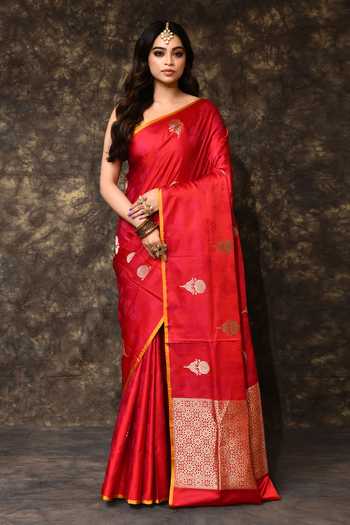 Vishwa By Pinki Sinha Tear Drop Woven Saree With Running Blouse 