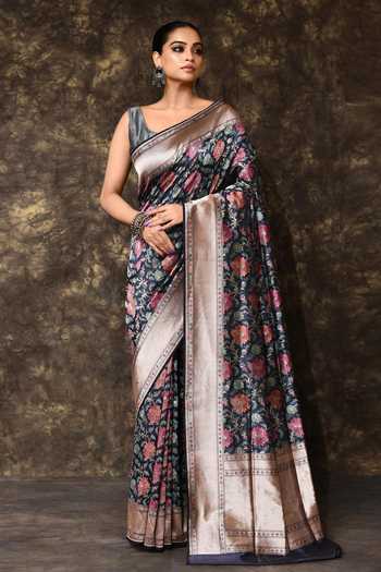 Vishwa By Pinki Sinha Floral Meenakari Woven Saree With Running Blouse 