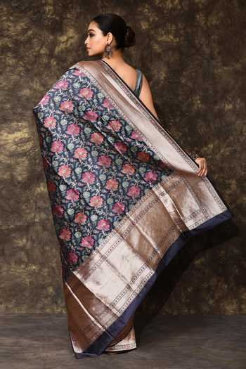 Vishwa By Pinki Sinha Floral Meenakari Woven Saree With Running Blouse 