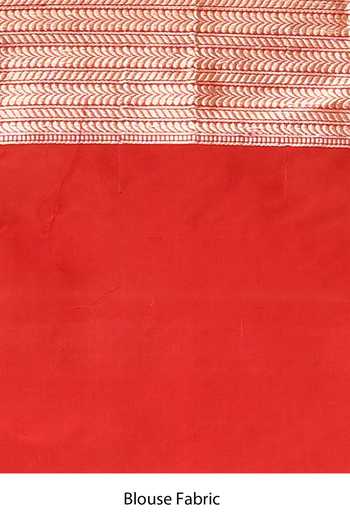 Vishwa By Pinki Sinha_Red Silk Geometric Brocade Saree With Running Blouse _Online_at_Aza_Fashions