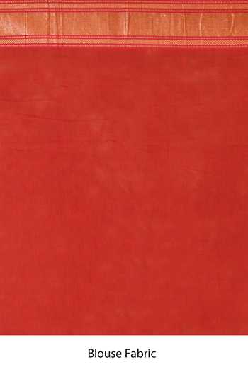 Vishwa By Pinki Sinha_Red Muslin Handwoven Saree With Running Blouse _Online_at_Aza_Fashions