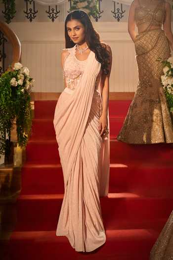Aariyana Couture Pre-Draped Lycra Saree With Embroidered Corset 