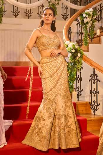 Istya Hand Embroidered Fishcut Lehenga & Blouse Set 