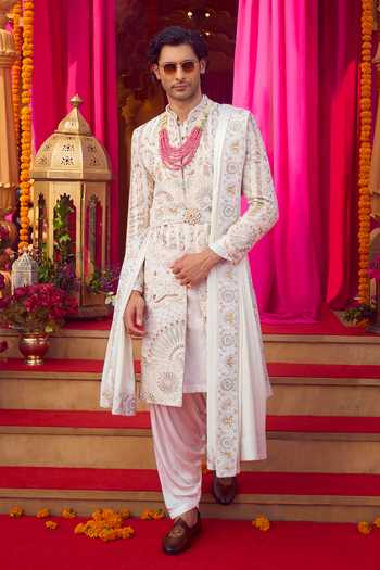 Amit Behki Raw Silk Achkan Set 