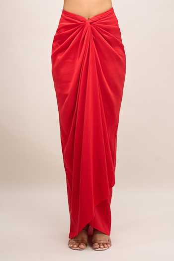 Buy Anamika Khanna Red Embroidered Square Neck Cape Skirt Set Online at Aza Fashions Buy_Anamika Khanna_Red Embroidered Square Neck Cape Skirt Set _Online_at_Aza_Fashions