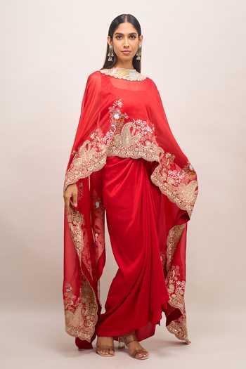 Anamika Khanna Embroidered Cape Skirt Set 