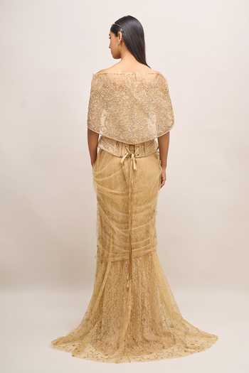 Tarun Tahiliani Embroidered Pre-Draped Concept Saree Set