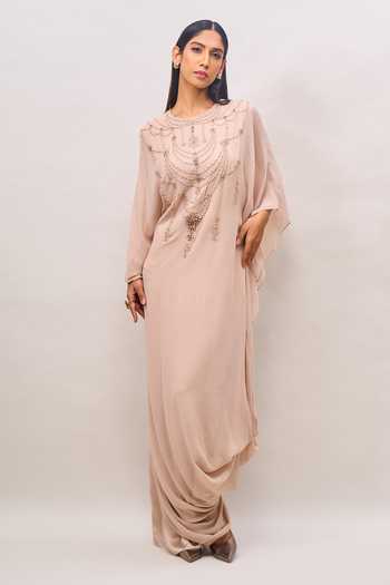 Buy Tarun Tahiliani Beige Round Neck Thread Work Kaftan Online at Aza Fashions Buy_Tarun Tahiliani_Beige Round Neck Thread Work Kaftan _Online_at_Aza_Fashions