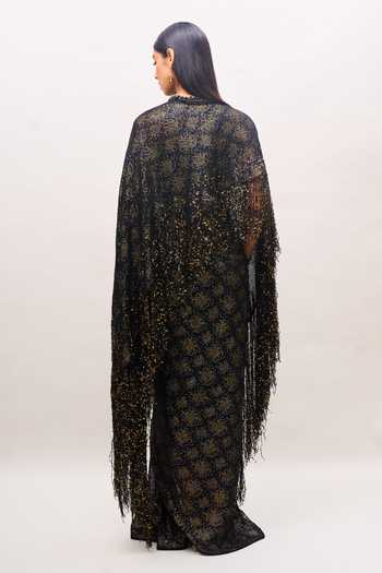 Tarun Tahiliani Embroidered Cape Skirt Set 