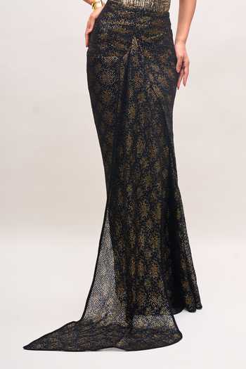 Tarun Tahiliani Black Round Neck, Embroidered Cape Skirt Set at Aza Fashions Tarun Tahiliani_Black Round Neck, Embroidered Cape Skirt Set _at_Aza_Fashions