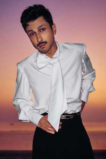Shop_Nirmooha_Multicolor Suiting Finial Bow Tie Shirt And Pant Set _Online_at_Aza_Fashions
