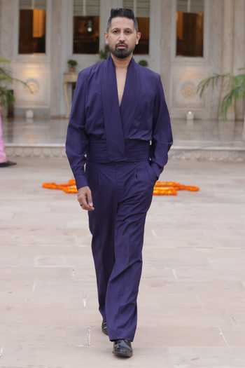 Nirmooha Valeur Draped Suiting Shirt & Pant Set 