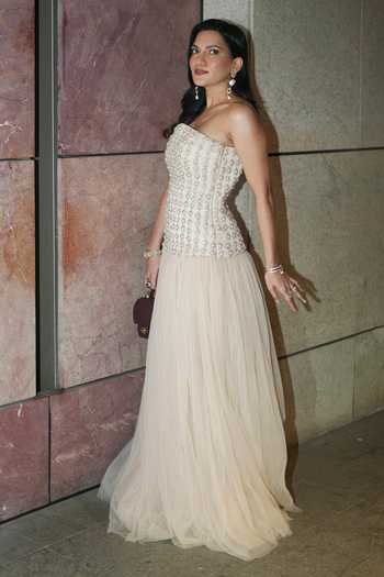 Nirmooha Lattice Corset Fit & Flare Gown 