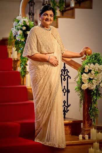 Azeera Embroidered Saree With Cape 
