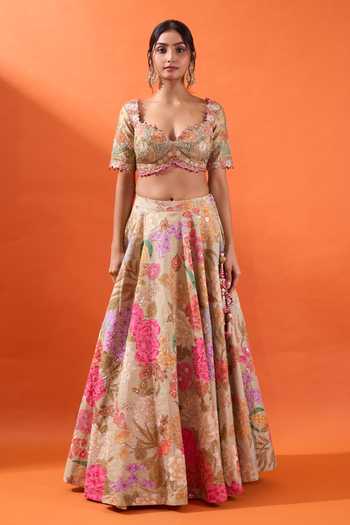 Azeera Beige Crepe Sweetheart Neck Hand Embroidered Blouse Lehenga Set Online at Aza Fashions Azeera_Beige Crepe Sweetheart Neck Hand Embroidered Blouse Lehenga Set _Online_at_Aza_Fashions