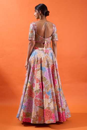 Azeera Hand Embroidered & Printed Lehenga Set 