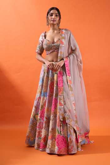 Azeera Hand Embroidered & Printed Lehenga Set 