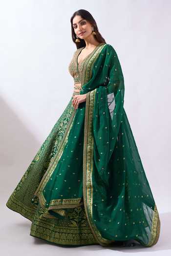 Azeera Woven Hand Embroidered Brocade Lehenga Set 