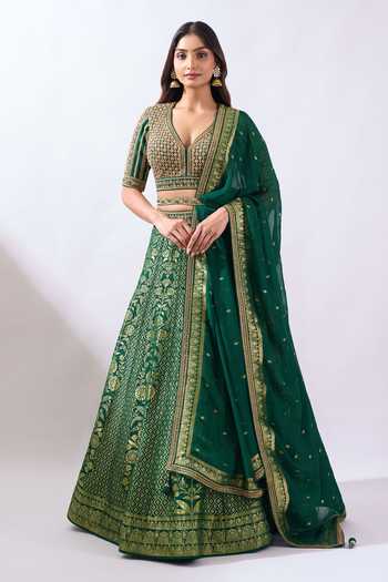 Azeera Woven Hand Embroidered Brocade Lehenga Set 