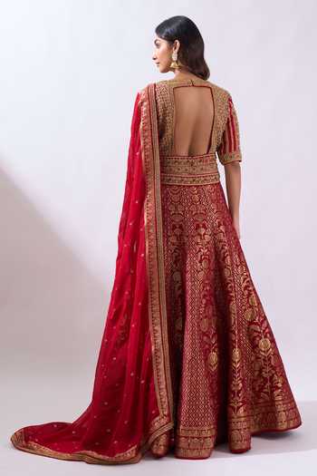 Azeera Woven & Hand Embroidered Brocade Lehenga Set 