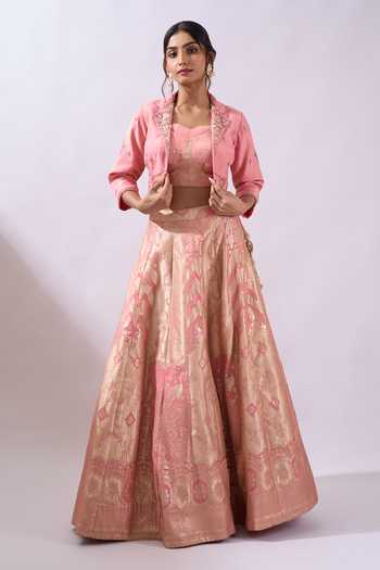 Azeera Brocade Lehenga Set With Embroidered Jacket 