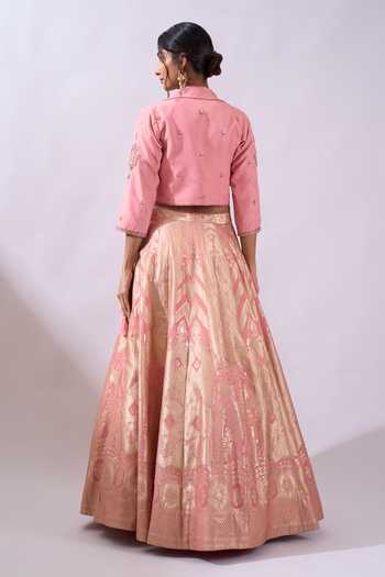 Azeera Brocade Lehenga Set With Embroidered Jacket 