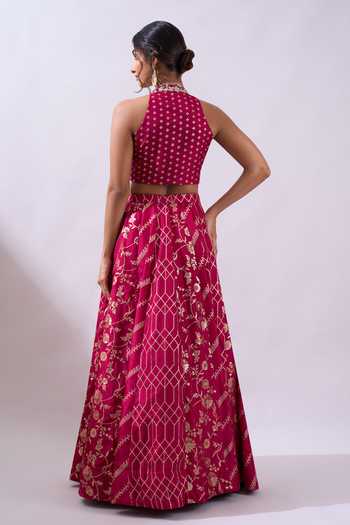Azeera Woven Hand Embroidered Brocade Lehenga Set 