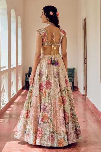 Irrau By Samir Mantri Misri Sequin Floral Embroidered Lehenga Set