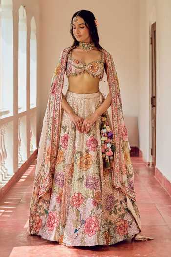 Irrau By Samir Mantri Misri Sequin Floral Embroidered Lehenga Set