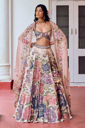Irrau By Samir Mantri Rangili Blooming Hand Embroidered Lehenga Set