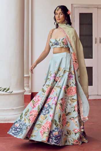 Irrau By Samir Mantri Chikki Floral Print Lehenga Set