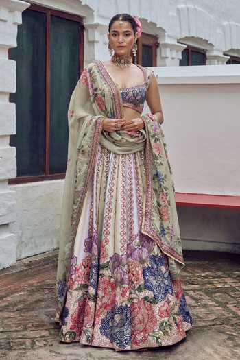 Irrau By Samir Mantri Chutki Floral Print Lehenga Set