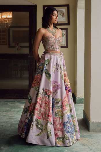 Buy Irrau By Samir Mantri Purple Dupion, Organza Sequins Sweetheart Angoori Embroidered Corset Lehenga Set Online at Aza Fashions Buy_Irrau By Samir Mantri_Purple Dupion, Organza Sequins Sweetheart Angoori Embroidered Corset Lehenga Set _Online_at_Aza_Fashions