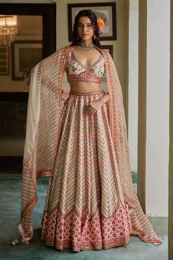 Irrau By Samir Mantri Kiki Printed & Hand Embroidered Lehenga Set