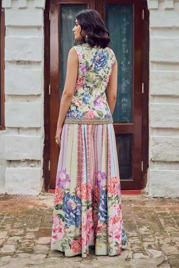 Irrau By Samir Mantri Albeli Printed Jacket & Sharara Set