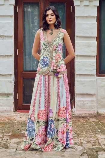 Irrau By Samir Mantri Albeli Printed Jacket & Sharara Set