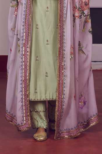 Buy Irrau By Samir Mantri Green Chanderi Silk, Organza Scoop Neck Kairi Embroidered Butti Kurta Set Online at Aza Fashions Buy_Irrau By Samir Mantri_Green Chanderi Silk, Organza Scoop Neck Kairi Embroidered Butti Kurta Set _Online_at_Aza_Fashions