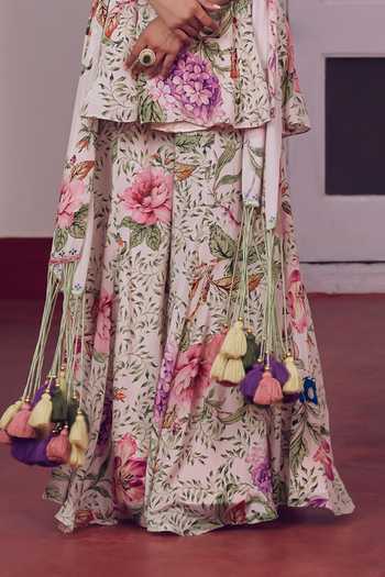 Buy Irrau By Samir Mantri White Crepe Halter Neck Mimi Floral Print Peplum Kurta Sharara Set Online at Aza Fashions Buy_Irrau By Samir Mantri_White Crepe Halter Neck Mimi Floral Print Peplum Kurta Sharara Set _Online_at_Aza_Fashions