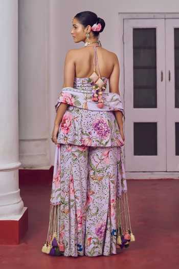 Irrau By Samir Mantri Riri Printed Peplum Kurta Sharara Set