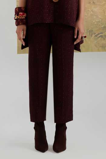 Aseem Kapoor_Purple Crepe, Twill Collared Neck Atri Straight Shirt And Printed Trouser Set _Online_at_Aza_Fashions