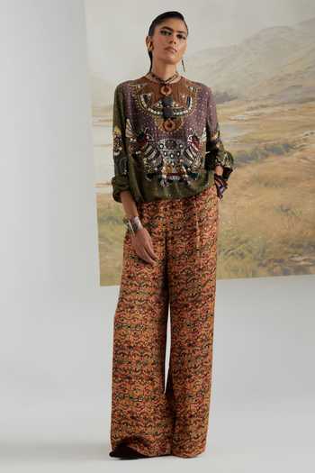 Aseem Kapoor Multi Color Georgette Embroidery, Sequins, Beads, Zaahra Printed Sweatshirt at Aza Fashions Aseem Kapoor_Multi Color Georgette Embroidery, Sequins, Beads, Zaahra Printed Sweatshirt _at_Aza_Fashions