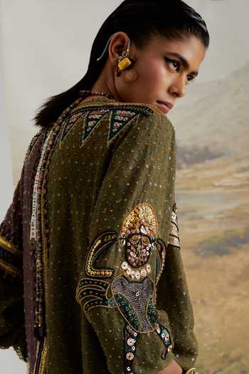 Shop Aseem Kapoor Multi Color Georgette Embroidery, Sequins, Beads, Zaahra Printed Sweatshirt Shop_Aseem Kapoor_Multi Color Georgette Embroidery, Sequins, Beads, Zaahra Printed Sweatshirt