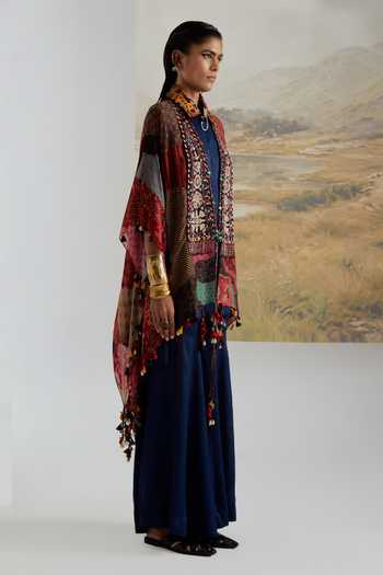 Buy Aseem Kapoor Multi Color Silk Open Neck Veni Printed Dupatta Jacket Online at Aza Fashions Buy_Aseem Kapoor_Multi Color Silk Open Neck Veni Printed Dupatta Jacket _Online_at_Aza_Fashions
