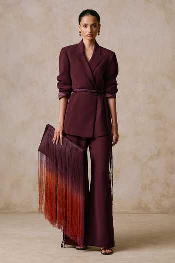 Nirmooha Cincture Blazer With Wide-Leg Trouser 