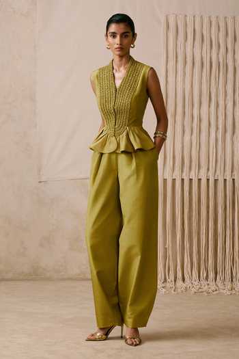 Nirmooha Interplay Peplum Vest With Barrel Trouser 