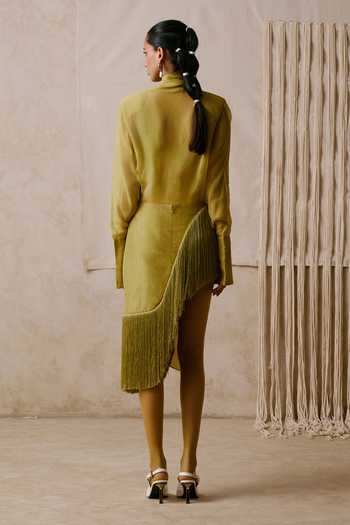 Nirmooha Confluence Bow-Tie Shirt & Fringe Skirt Set 